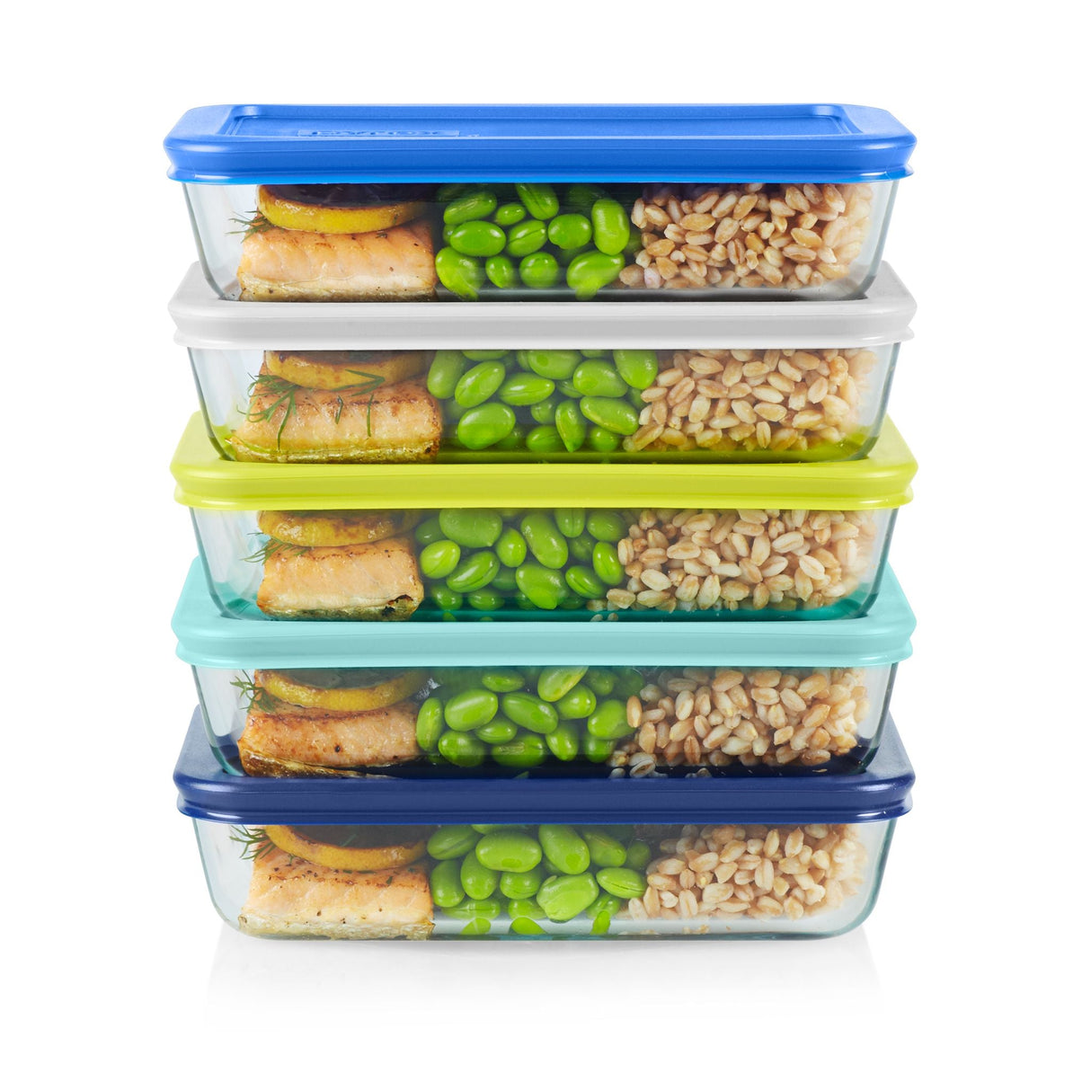 Simply Store 10-piece Meal Prep Glass Storage Set with food inside