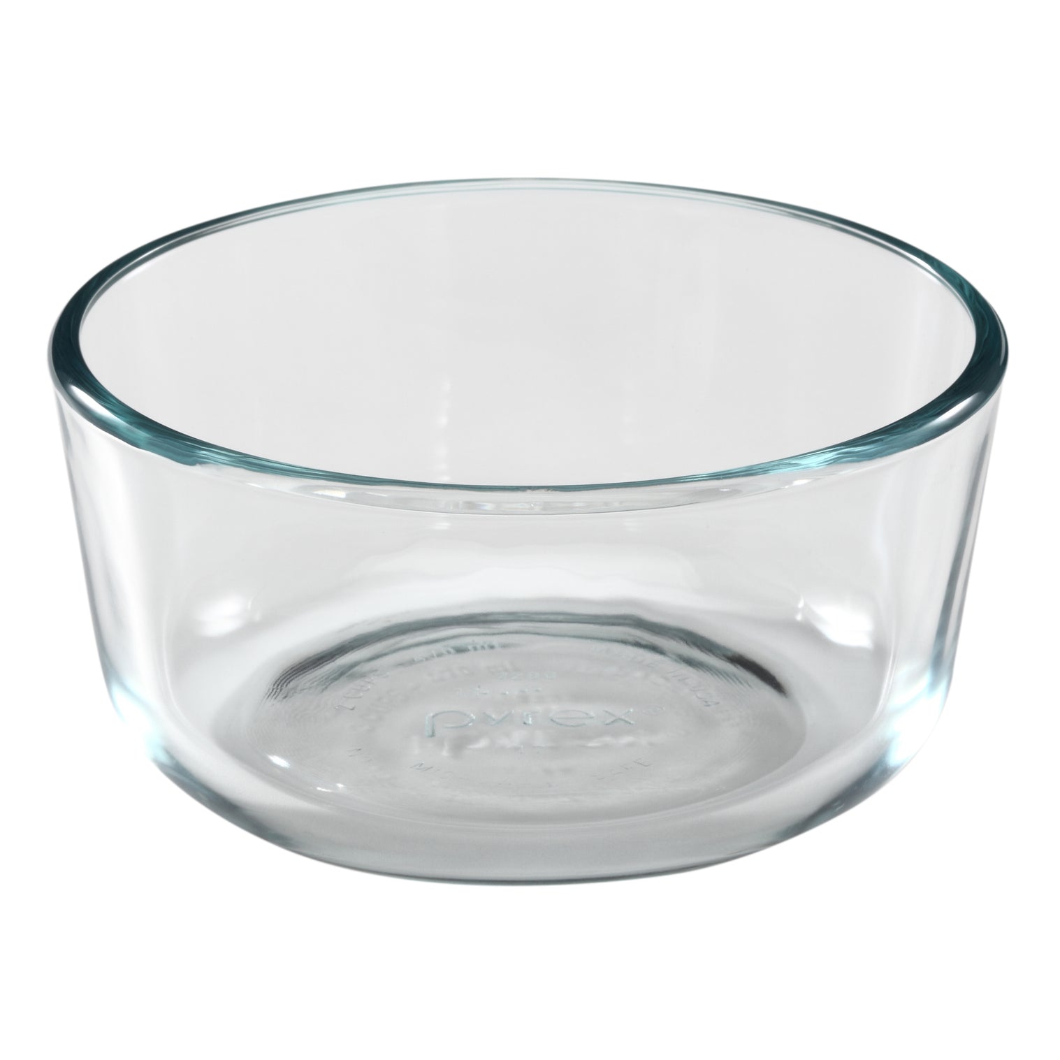 Clear glass bowl on a white background